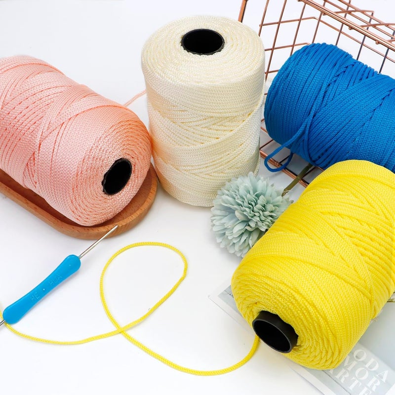 CAMAL Polypropylene Cord 3mm 185 Yards Colorful Polyester Yarn Handmade Knitting Thread Macrame Cord 3mm for Crochet Bags, DIY Crafts, Plant Hangers, Making Macrame Project(Light Dark Green) - Image 4